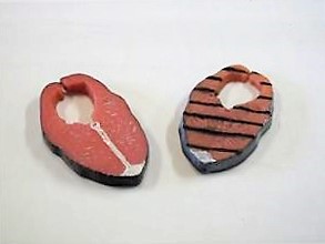 7-1/2" Replica Salmon Steaks for fake salmon display.