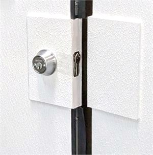 Locking swinging doors- Swing doors that deadbolt lock.