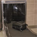 Black pvc strips for airport luggage belts with 8" wide black plastic strips.