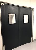 Pro Tuff Doors- Double Panel Restaurant Kitchen Doors in Black color.