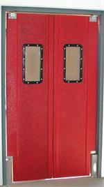 Red swinging doors, Restaurant kitchen doors with red color.