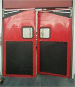 Red PVC Flexible Swing Doors color red. Lightweight flexible doors in red color.