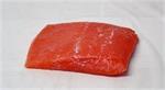 Replica salmon fillet for display in seafood display in grocery stores.