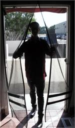 The Easy Screen- A Walk Thru Hanging Screen Door for restaurants and grocery store screen doors..