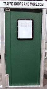 Green swinging doors for restaurants- Green traffic doors for grocery stores.